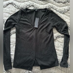 Black Ribbed Long Sleeve